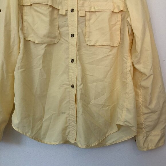 L. L. BEAN Tropicwear Shirt Solid Yellow Button Down Short Sleeve Vented Small S - Picture 3 of 10
